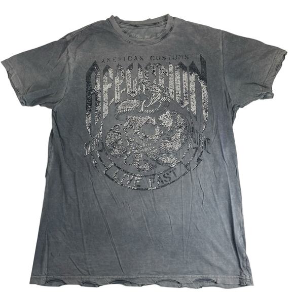 Vintage y2k Affliction American Customs Silent Strike Live Fast Mens XL T-Shirt - Picture 1 of 11